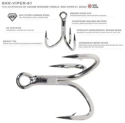 BKK Viper-61  6X Trebles.(BKK Ultimate Offshore Casting Treble Lure Hook VIPER-61)